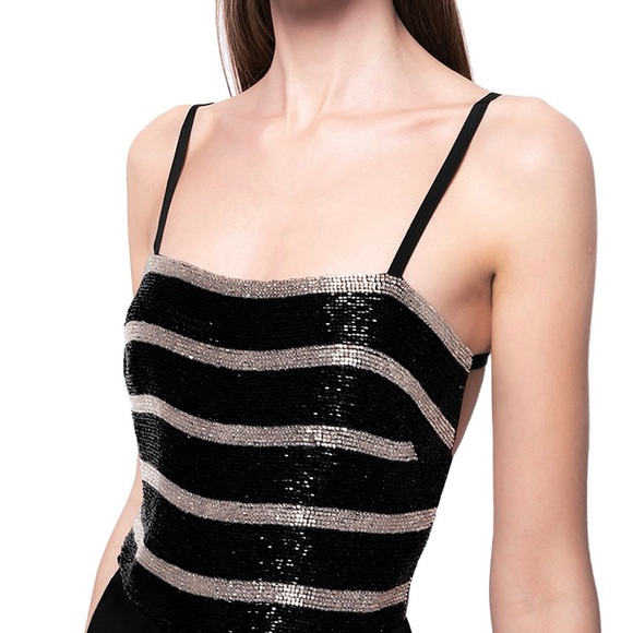 Pinko Striped Open Back Dress. Size 8 - Picture 5 of 15